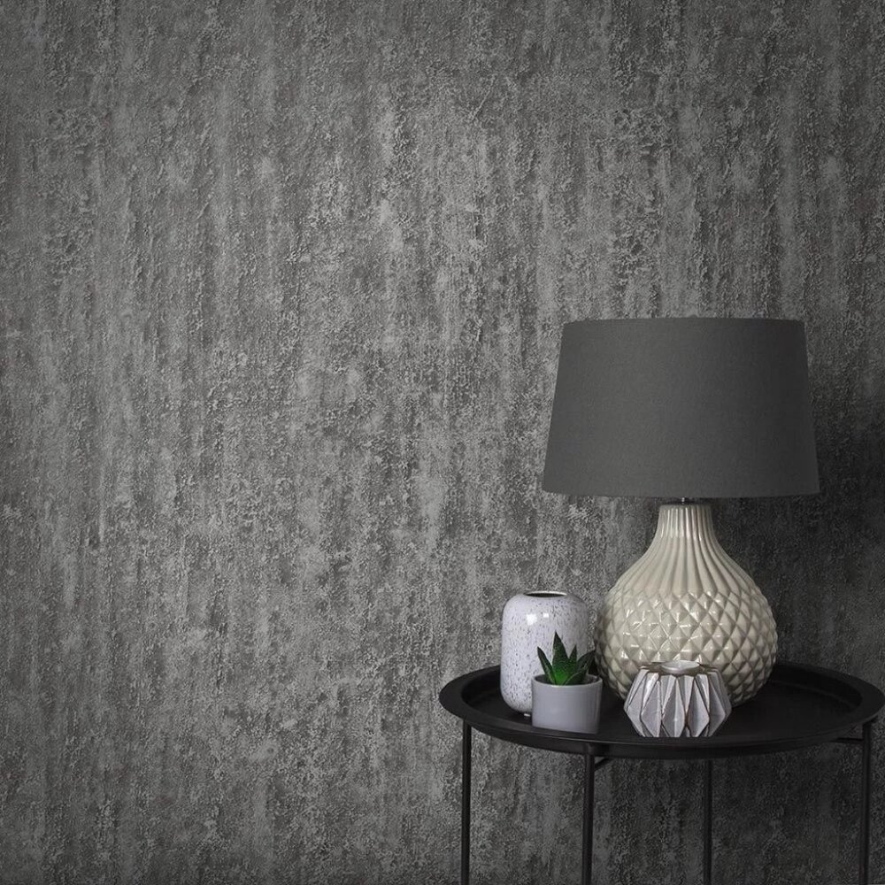 NEW Graham & Brown Orbit Wallpaper Deep Silver 105857 Double Roll  Neutral Gray